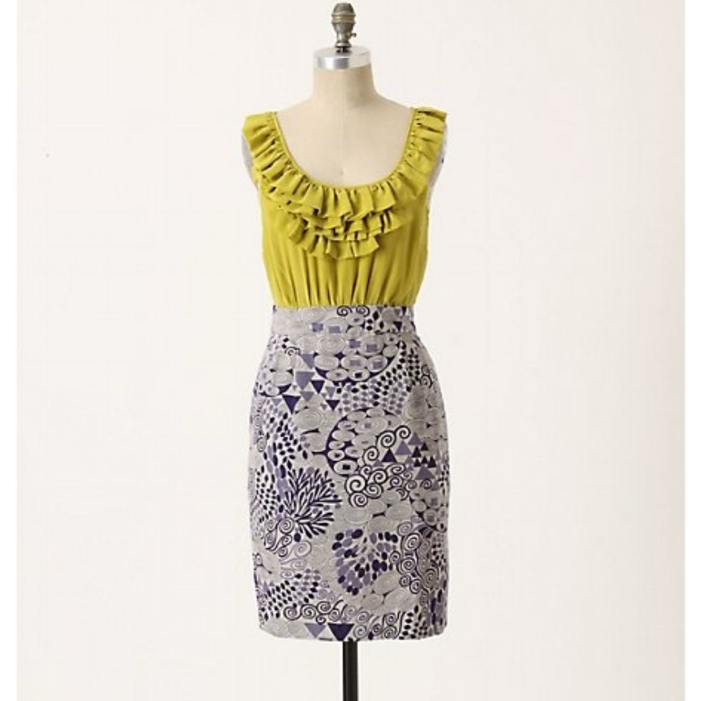Vintage Anthropologie NWT color block dress. Side zip size 6 line green & purple